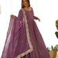 Premium Roman Silk Chanderi Anarkali Set with Embroidered Dupatta