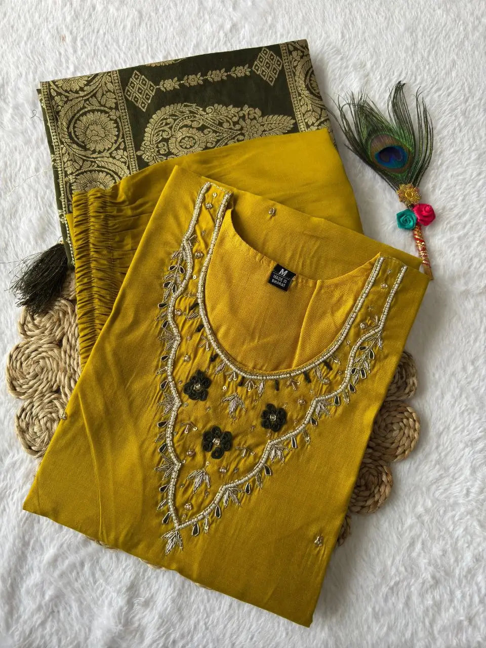 Premium Roman Silk Kurta Set with Jacquard Dupatta