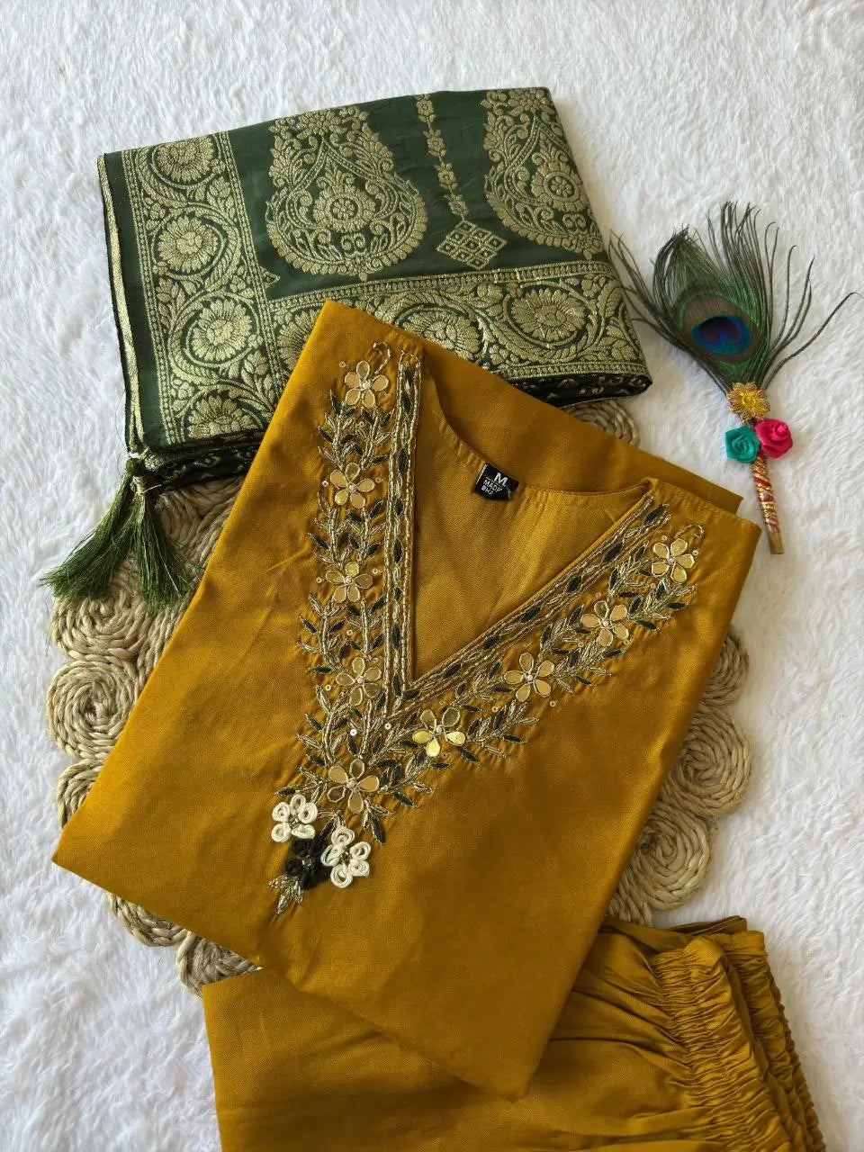 Premium Roman Silk Kurta Set with Jacquard Dupatta