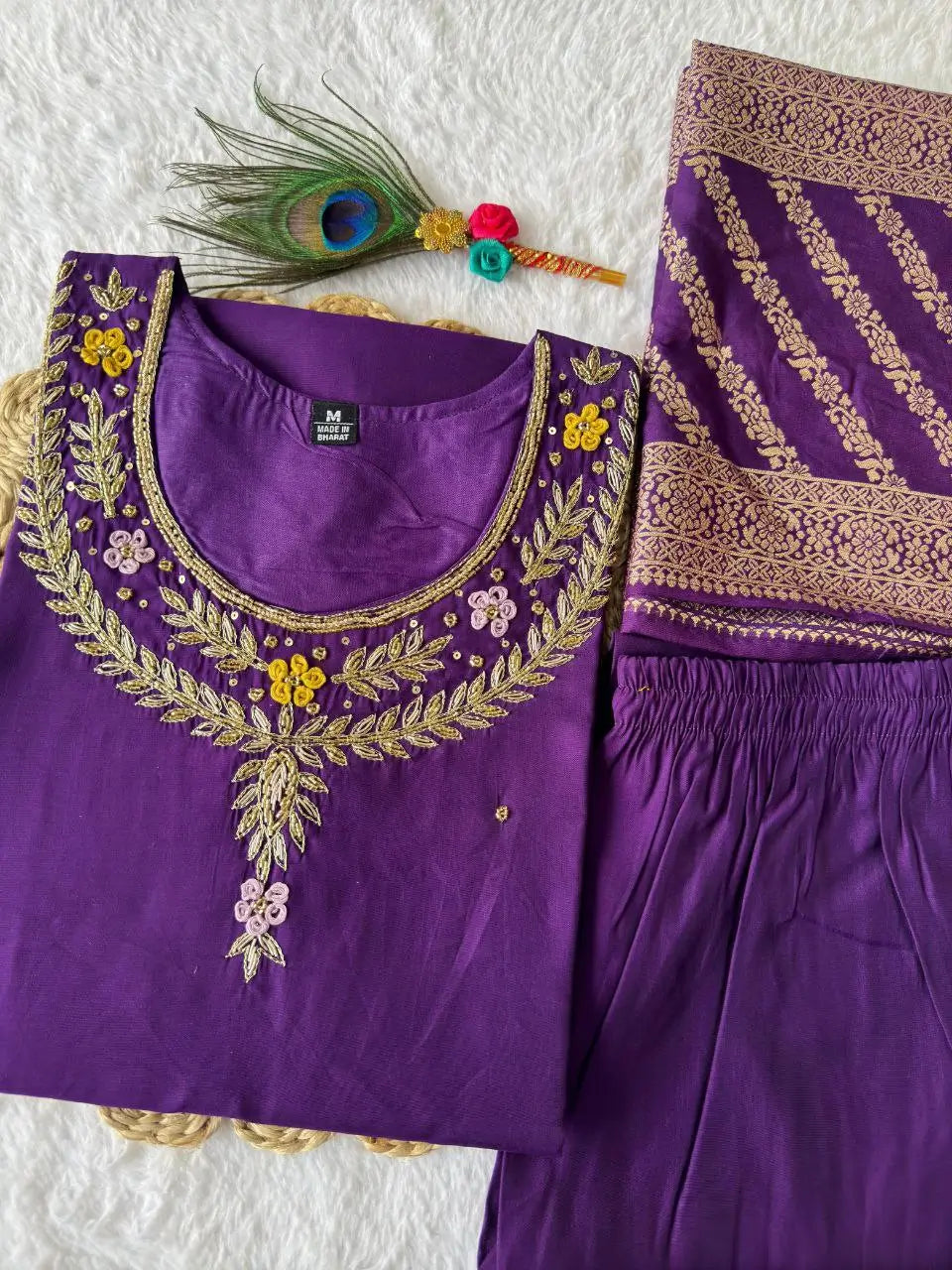 Premium Roman Silk Kurta Set with Jacquard Dupatta