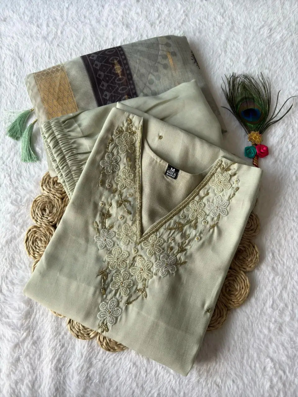 Premium Roman Silk Kurta Set with Jacquard Dupatta