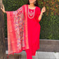 Premium Roman Silk Kurta Set with Jacquard Dupatta
