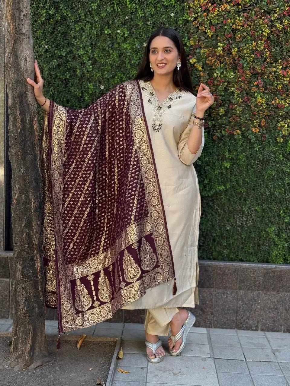 Premium Roman Silk Kurta Set with Jacquard Dupatta