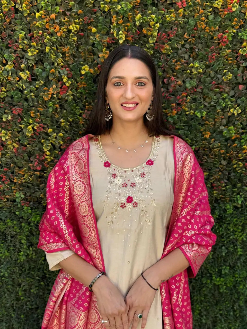 Premium Roman Silk Kurta Set with Jacquard Dupatta