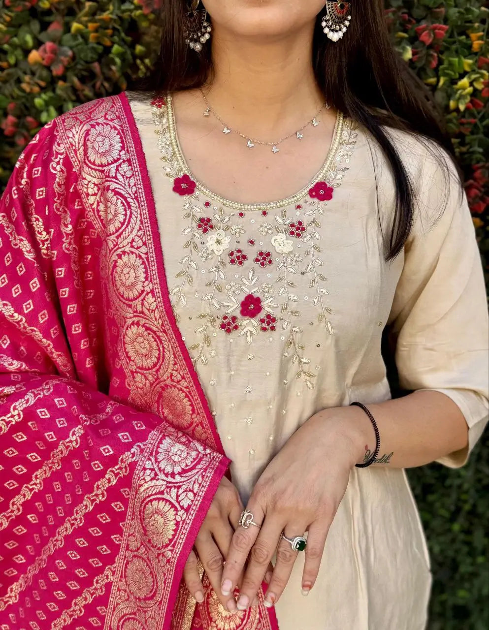 Premium Roman Silk Kurta Set with Jacquard Dupatta