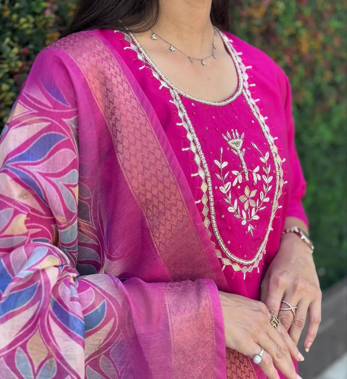 Premium Roman Silk Kurta Set with Jacquard Dupatta