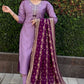 Premium Roman Silk Kurta Set with Jacquard Dupatta