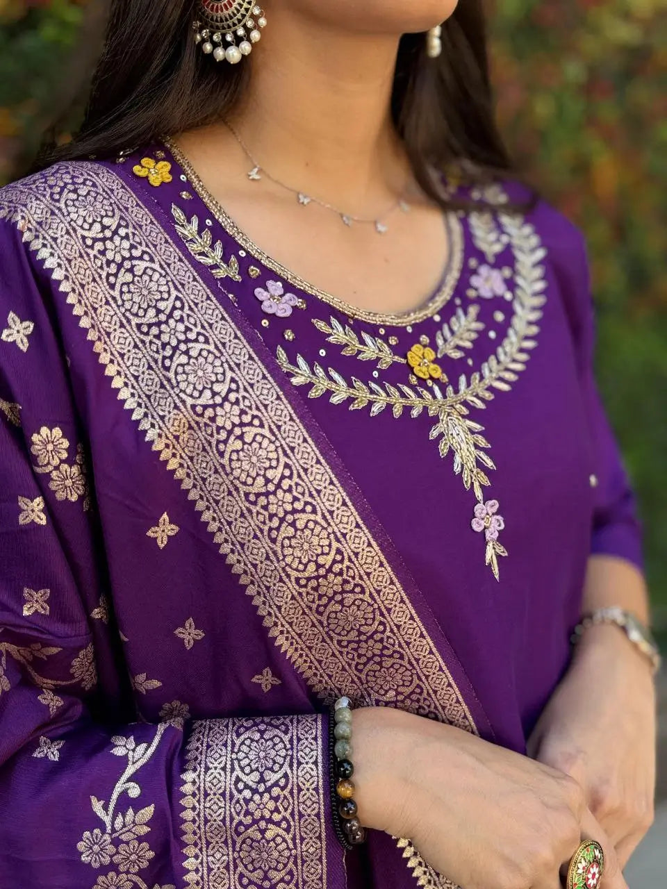 Premium Roman Silk Kurta Set with Jacquard Dupatta