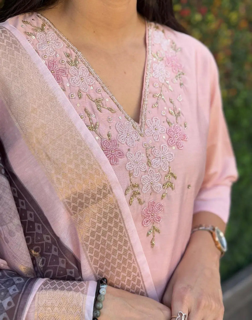 Premium Roman Silk Kurta Set with Jacquard Dupatta