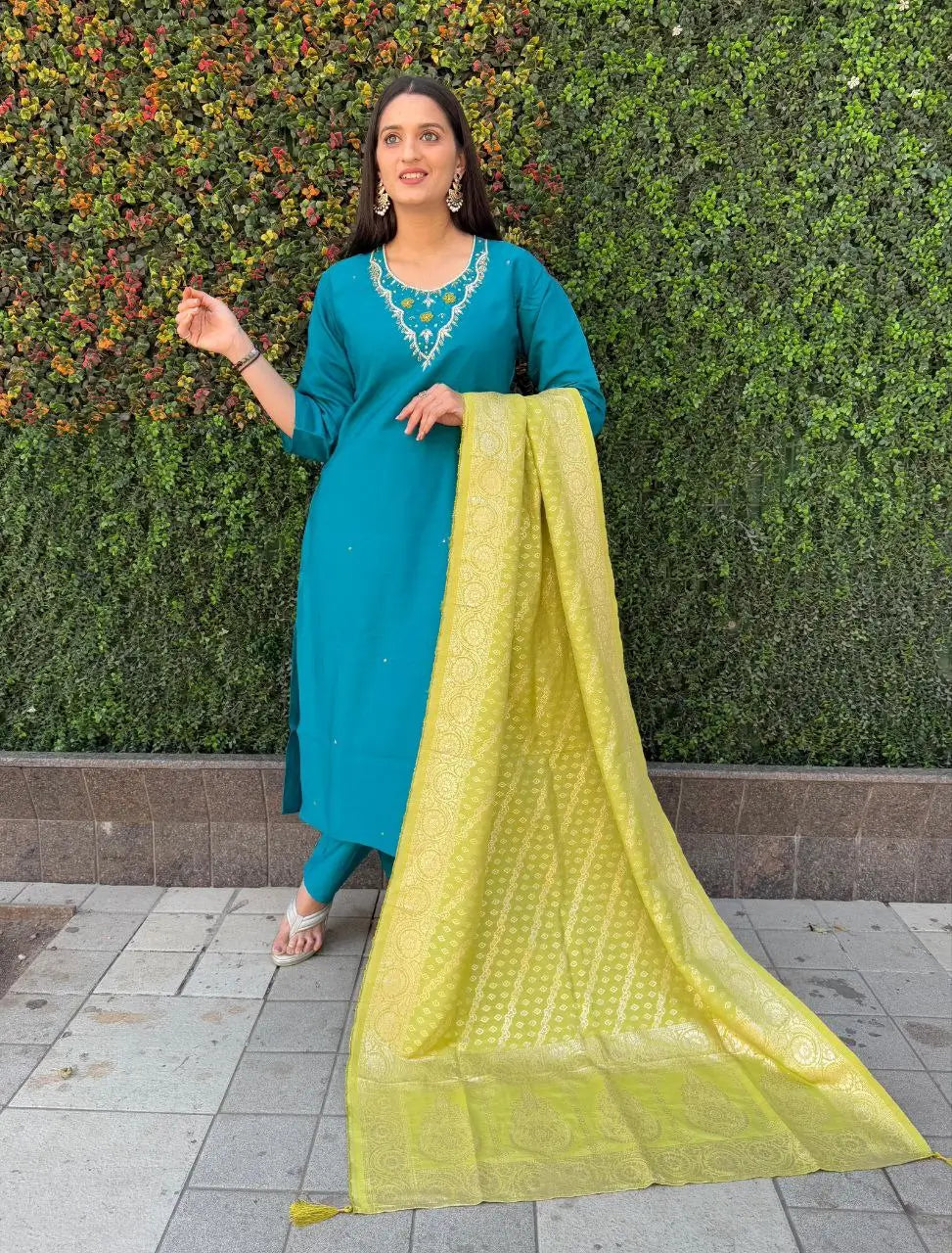 Premium Roman Silk Kurta Set with Jacquard Dupatta
