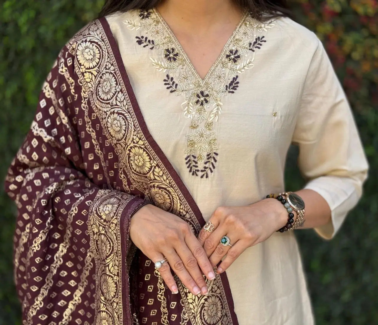 Premium Roman Silk Kurta Set with Jacquard Dupatta
