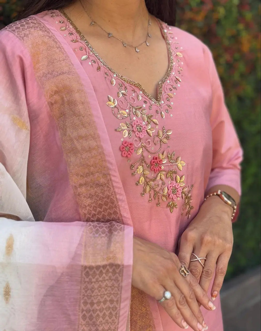 Premium Roman Silk Kurta Set with Jacquard Dupatta