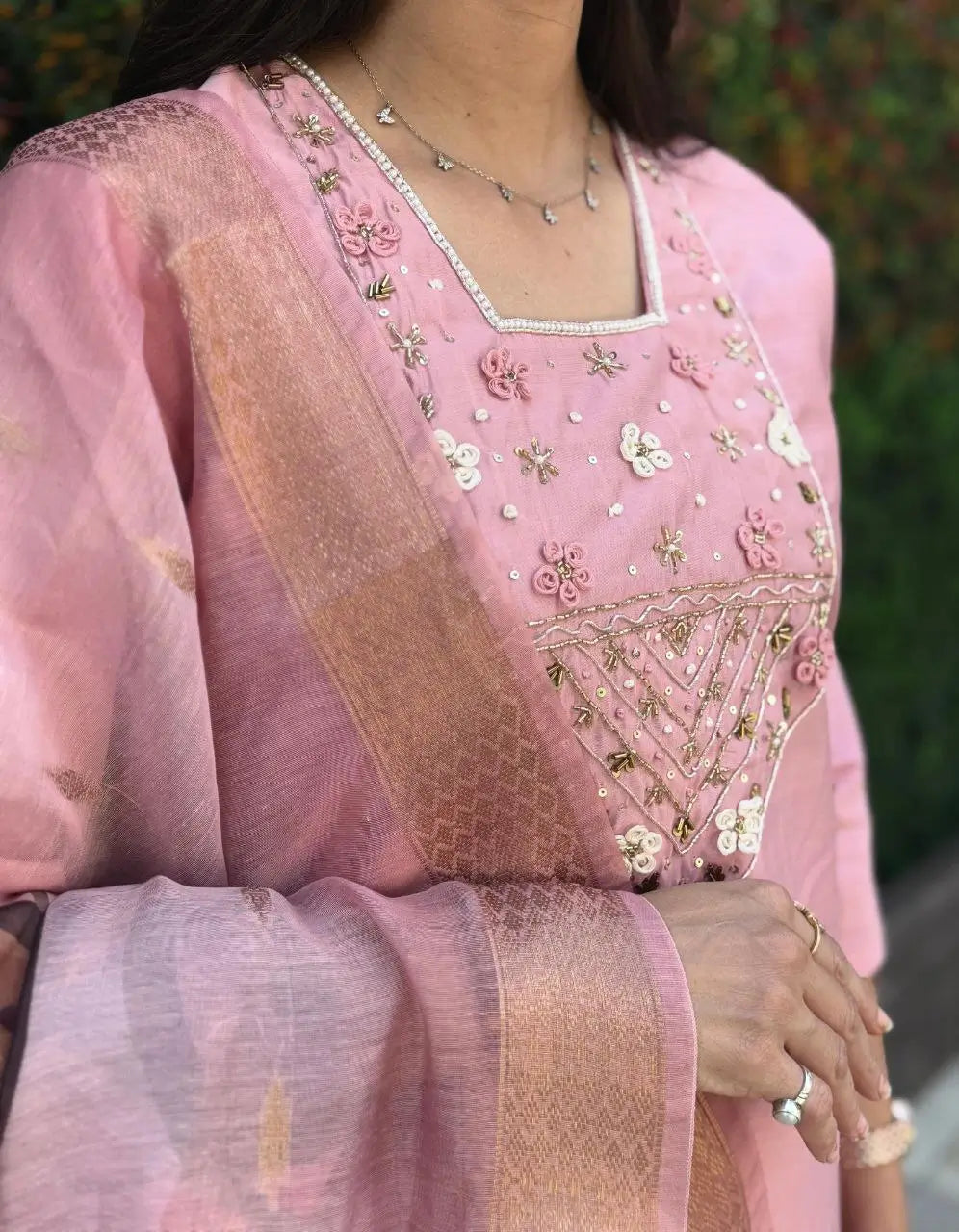 Premium Roman Silk Kurta Set with Jacquard Dupatta