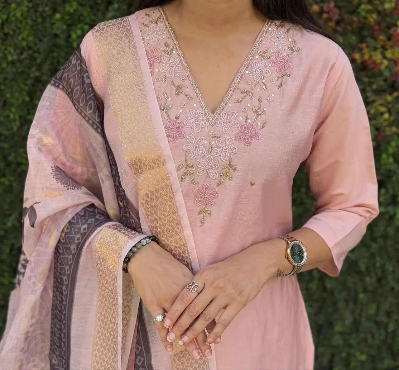 Premium Roman Silk Kurta Set with Jacquard Dupatta