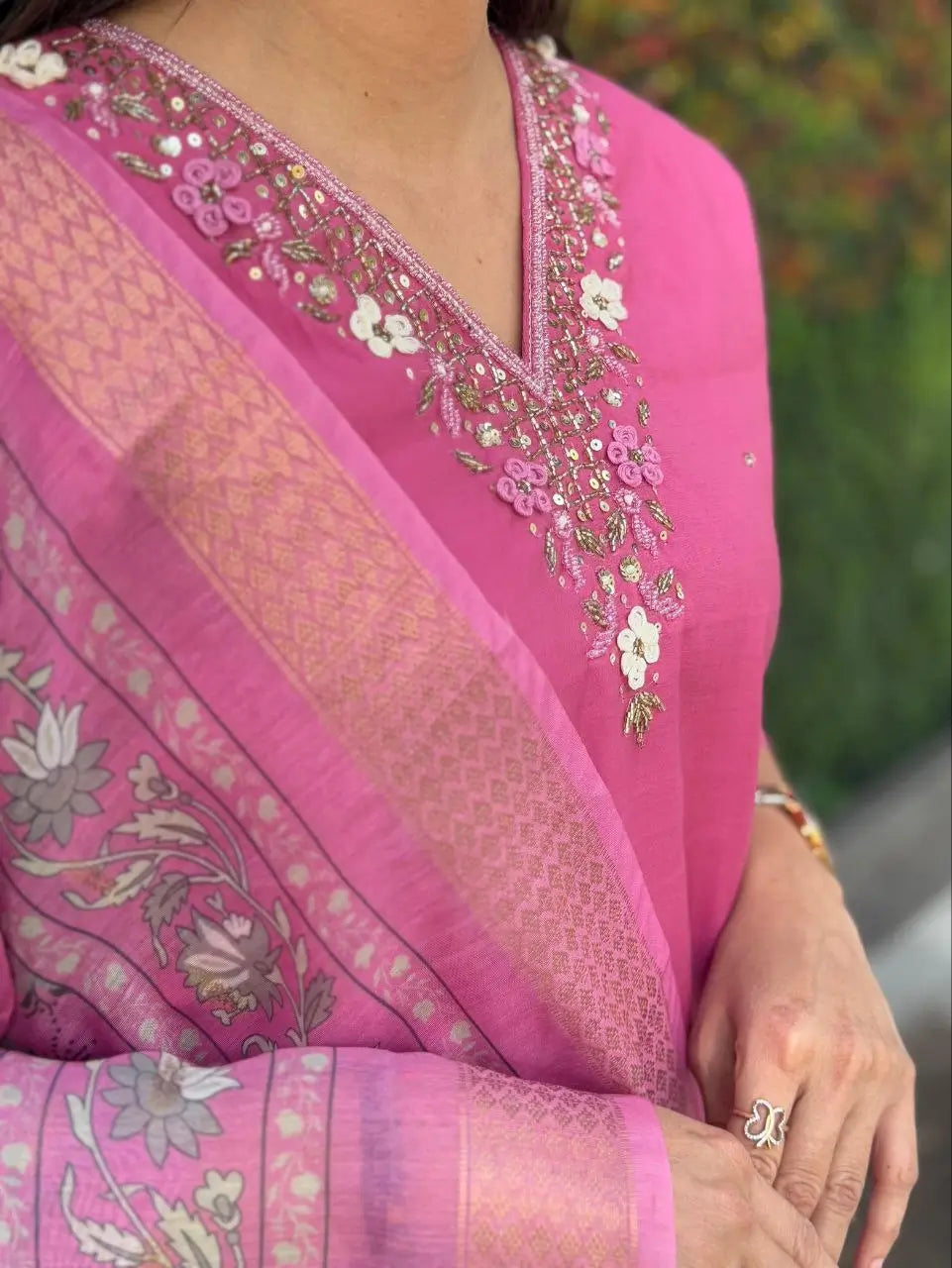 Premium Roman Silk Kurta Set with Jacquard Dupatta