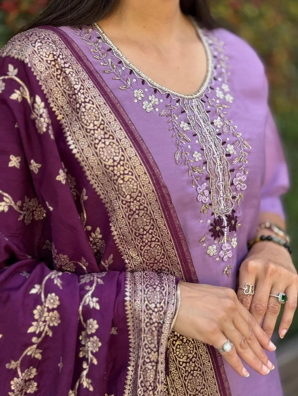 Premium Roman Silk Kurta Set with Jacquard Dupatta