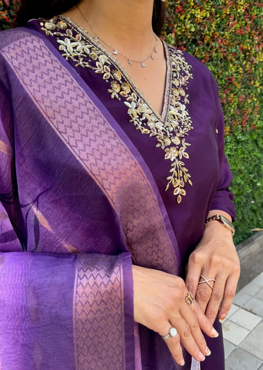 Premium Roman Silk Kurta Set with Jacquard Dupatta