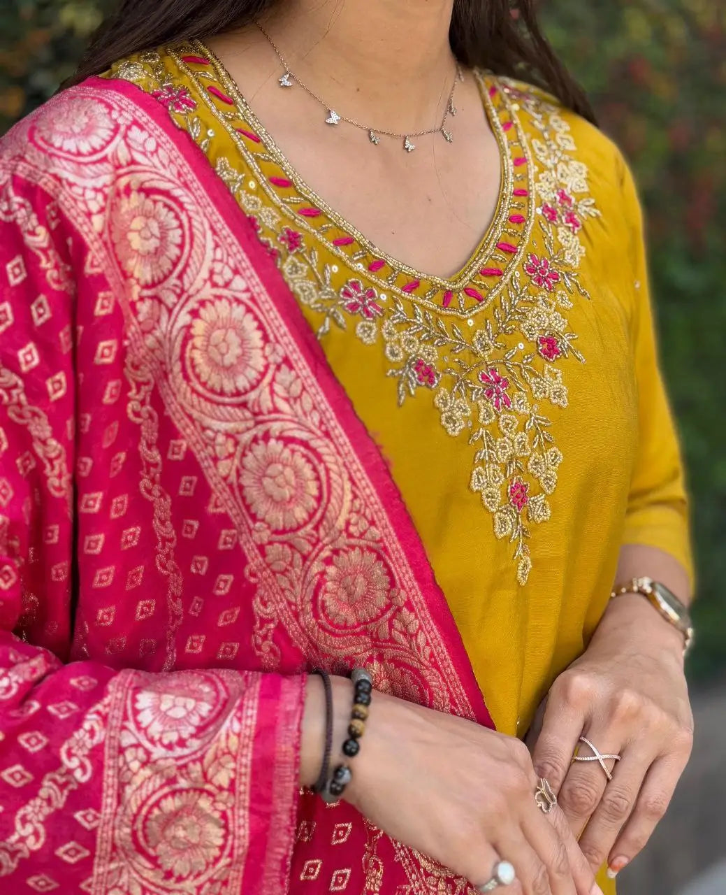 Premium Roman Silk Kurta Set with Jacquard Dupatta
