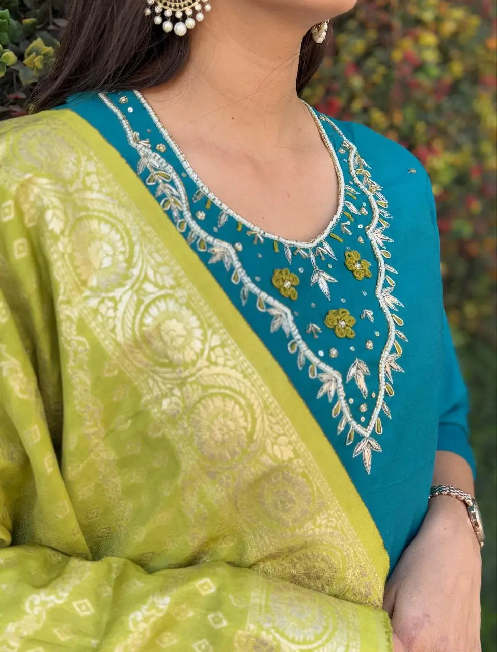 Premium Roman Silk Kurta Set with Jacquard Dupatta