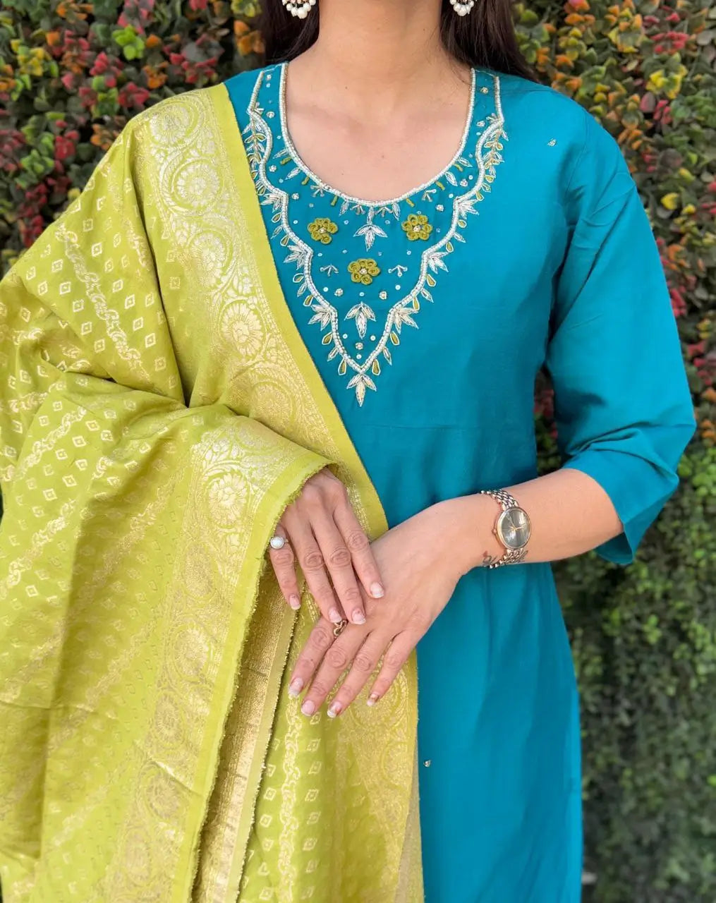 Premium Roman Silk Kurta Set with Jacquard Dupatta