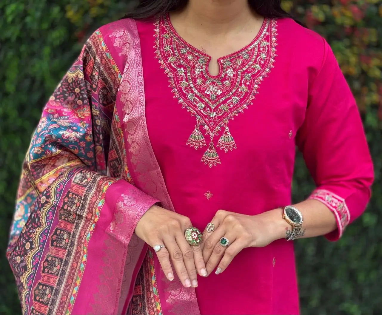 Premium Roman Silk Kurta Set with Jacquard Dupatta