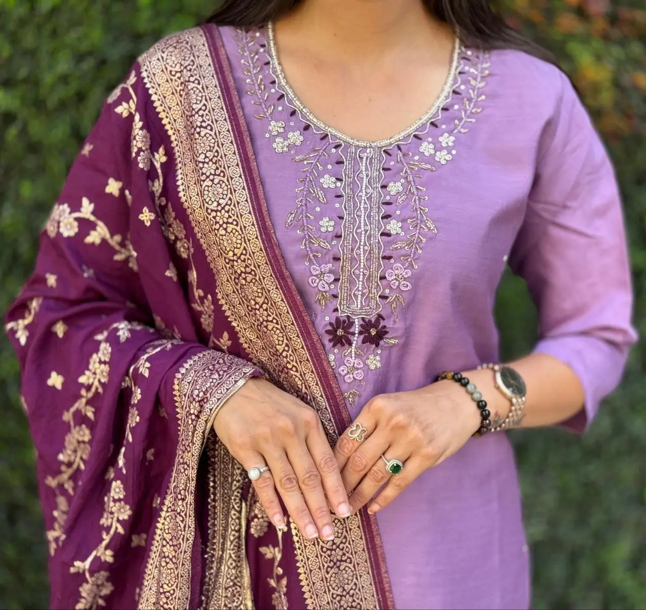 Premium Roman Silk Kurta Set with Jacquard Dupatta