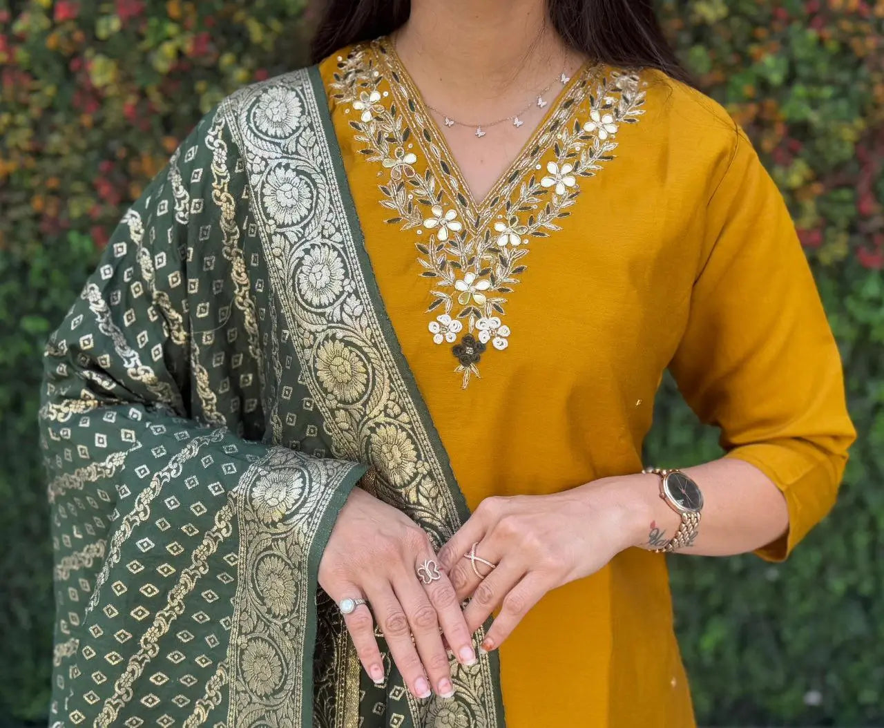 Premium Roman Silk Kurta Set with Jacquard Dupatta