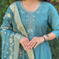 Premium Roman Silk Kurta Set with Jacquard Dupatta