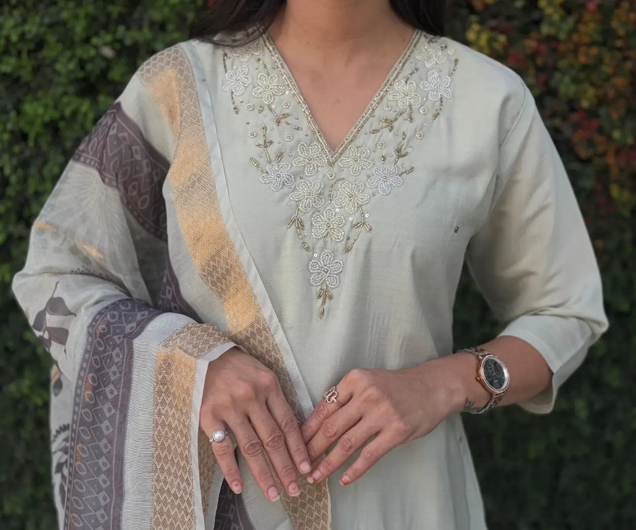 Premium Roman Silk Kurta Set with Jacquard Dupatta