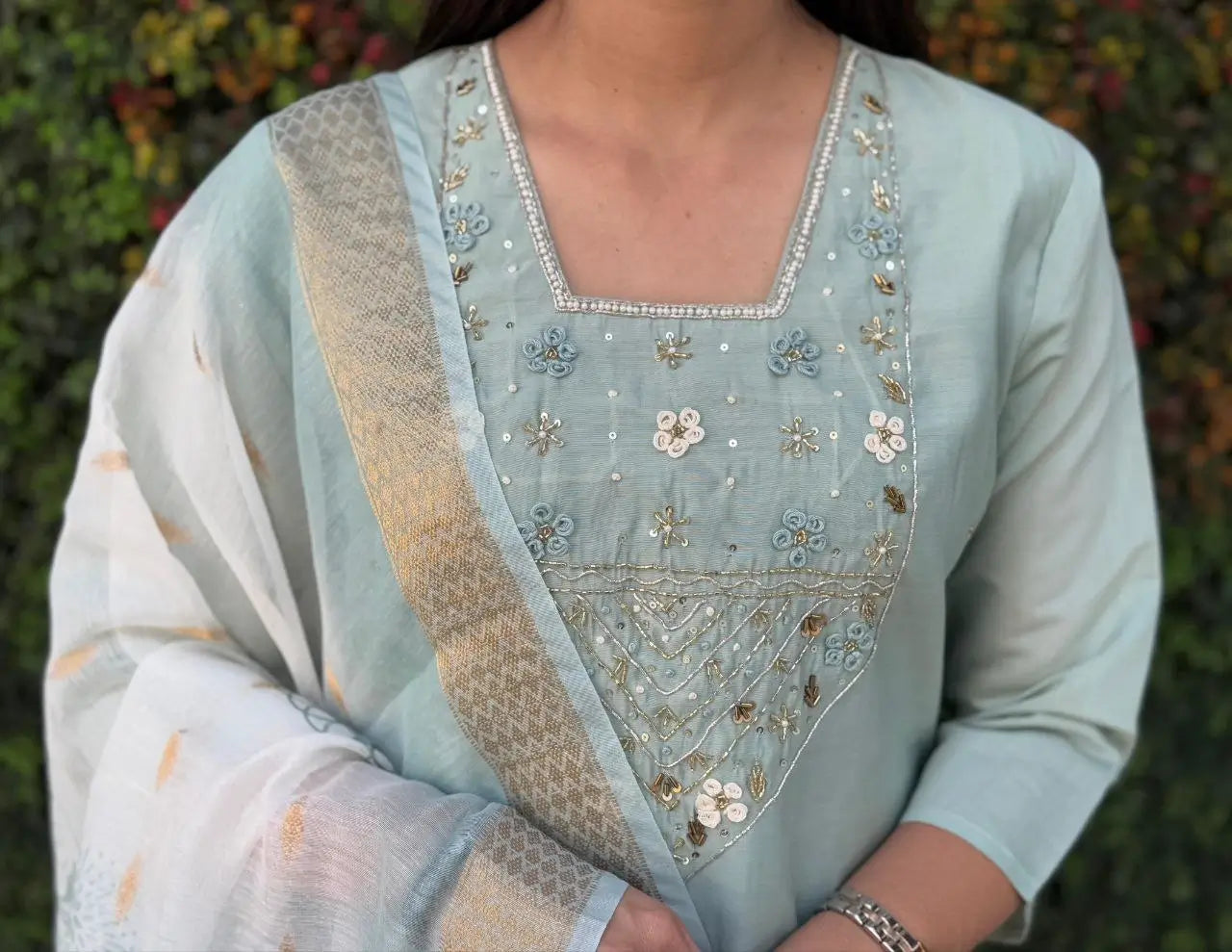 Premium Roman Silk Kurta Set with Jacquard Dupatta