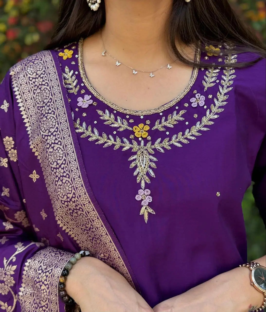 Premium Roman Silk Kurta Set with Jacquard Dupatta