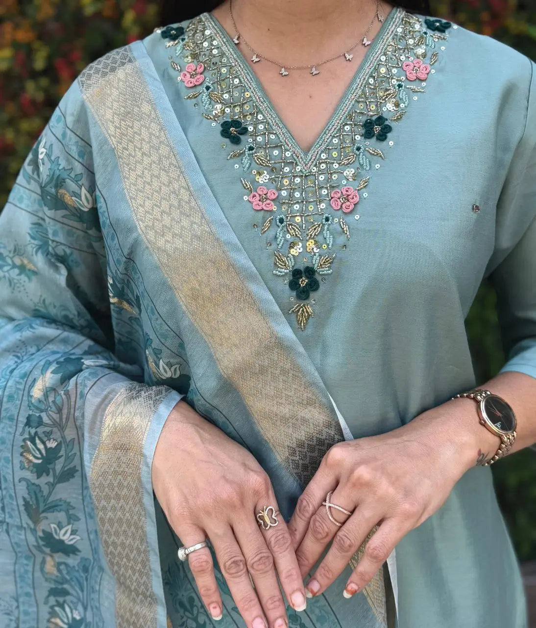 Premium Roman Silk Kurta Set with Jacquard Dupatta