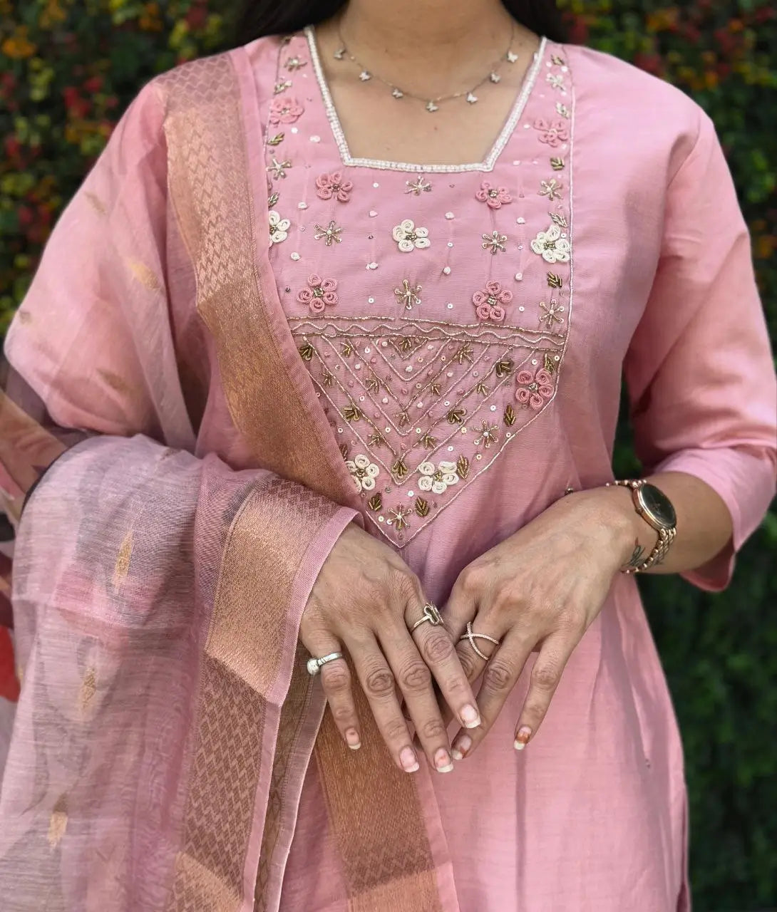 Premium Roman Silk Kurta Set with Jacquard Dupatta
