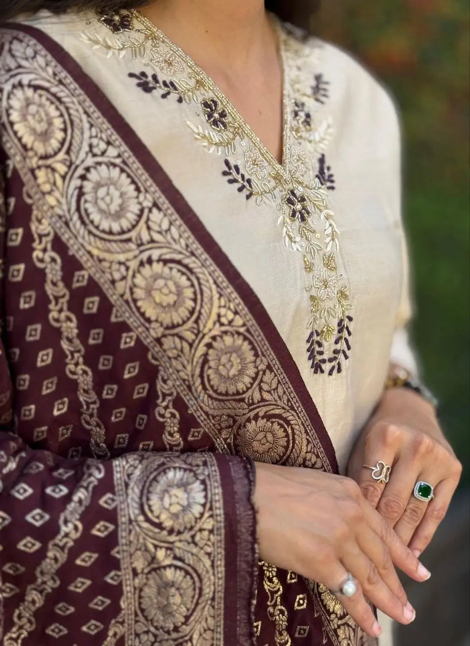 Premium Roman Silk Kurta Set with Jacquard Dupatta