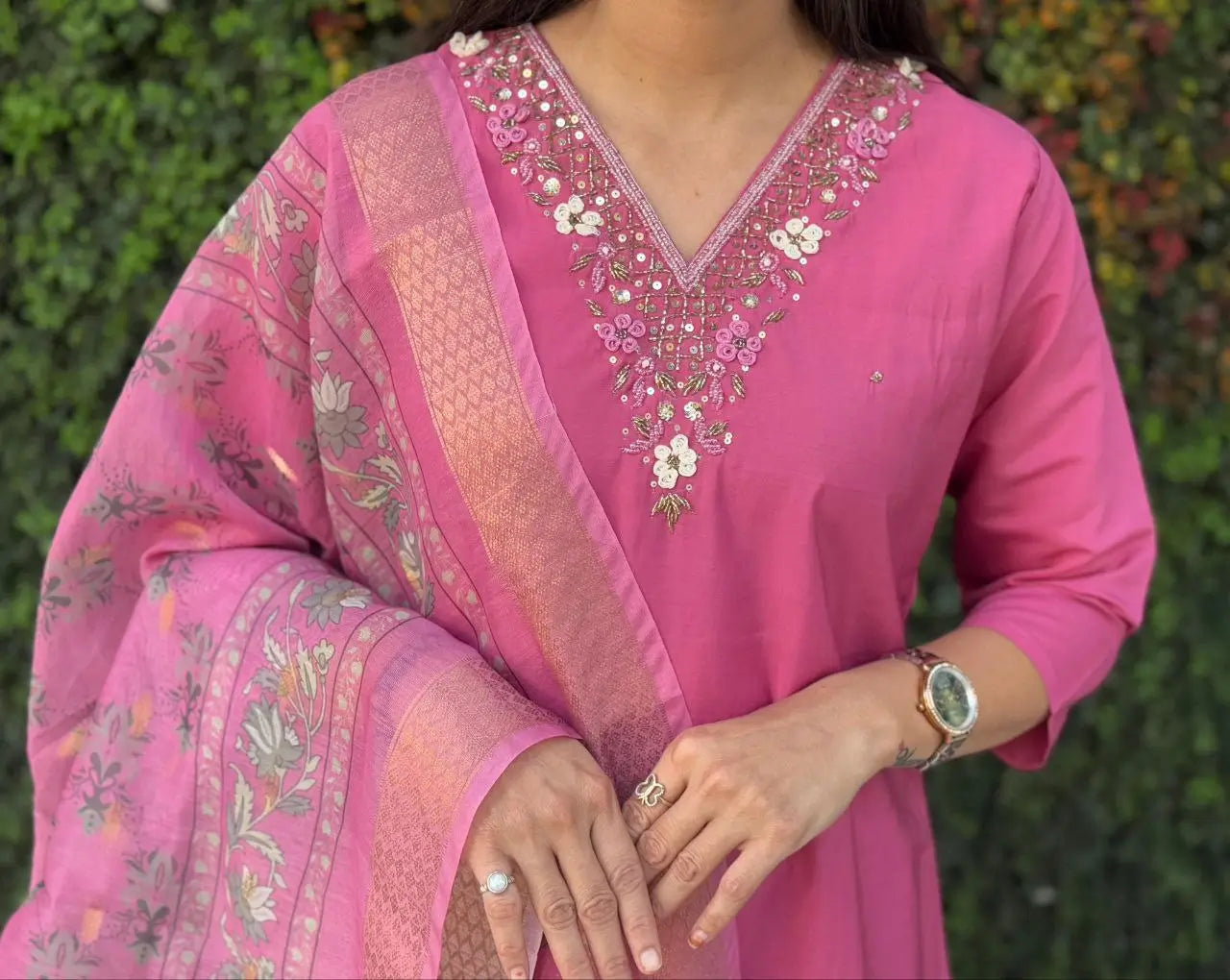 Premium Roman Silk Kurta Set with Jacquard Dupatta