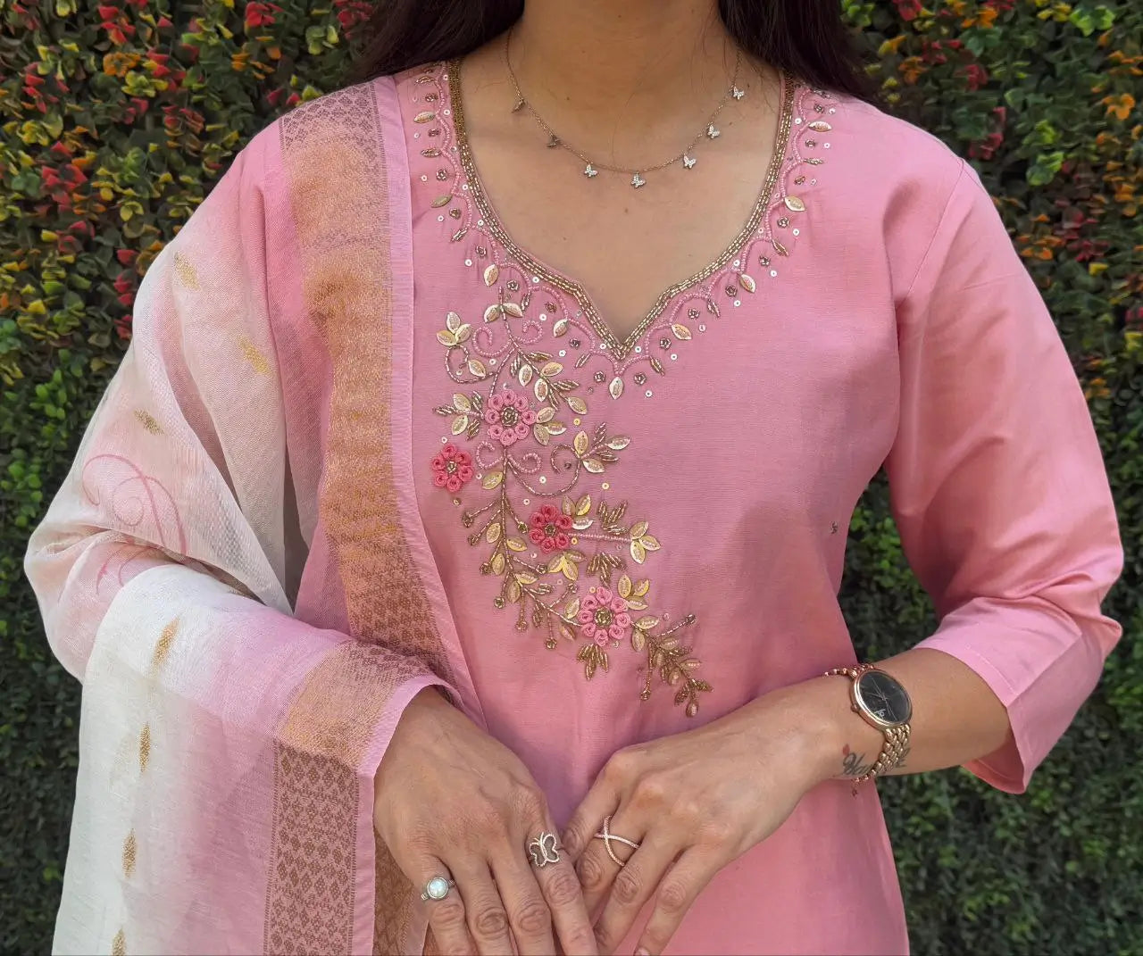 Premium Roman Silk Kurta Set with Jacquard Dupatta