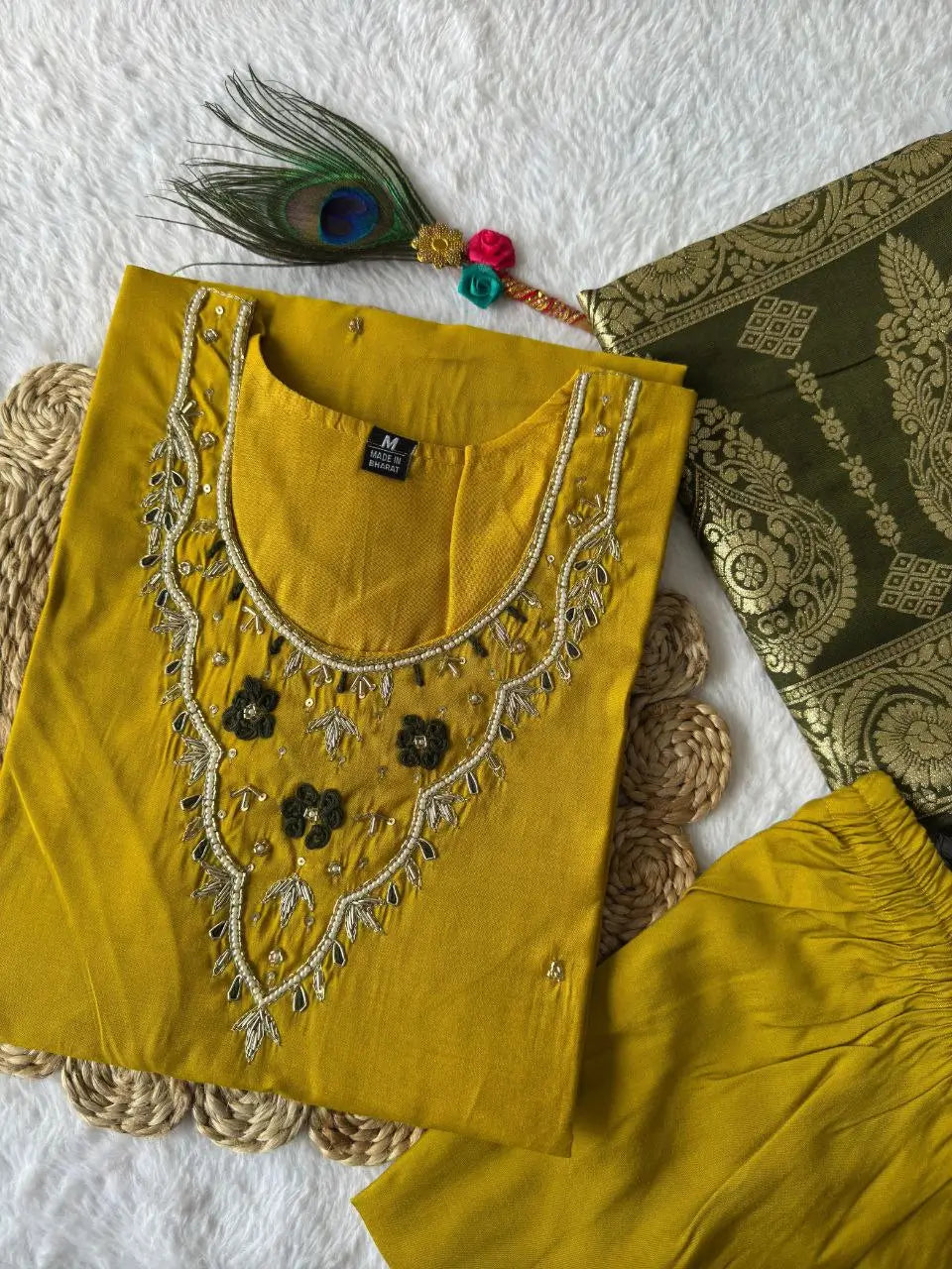 Premium Roman Silk Kurta Set with Jacquard Dupatta