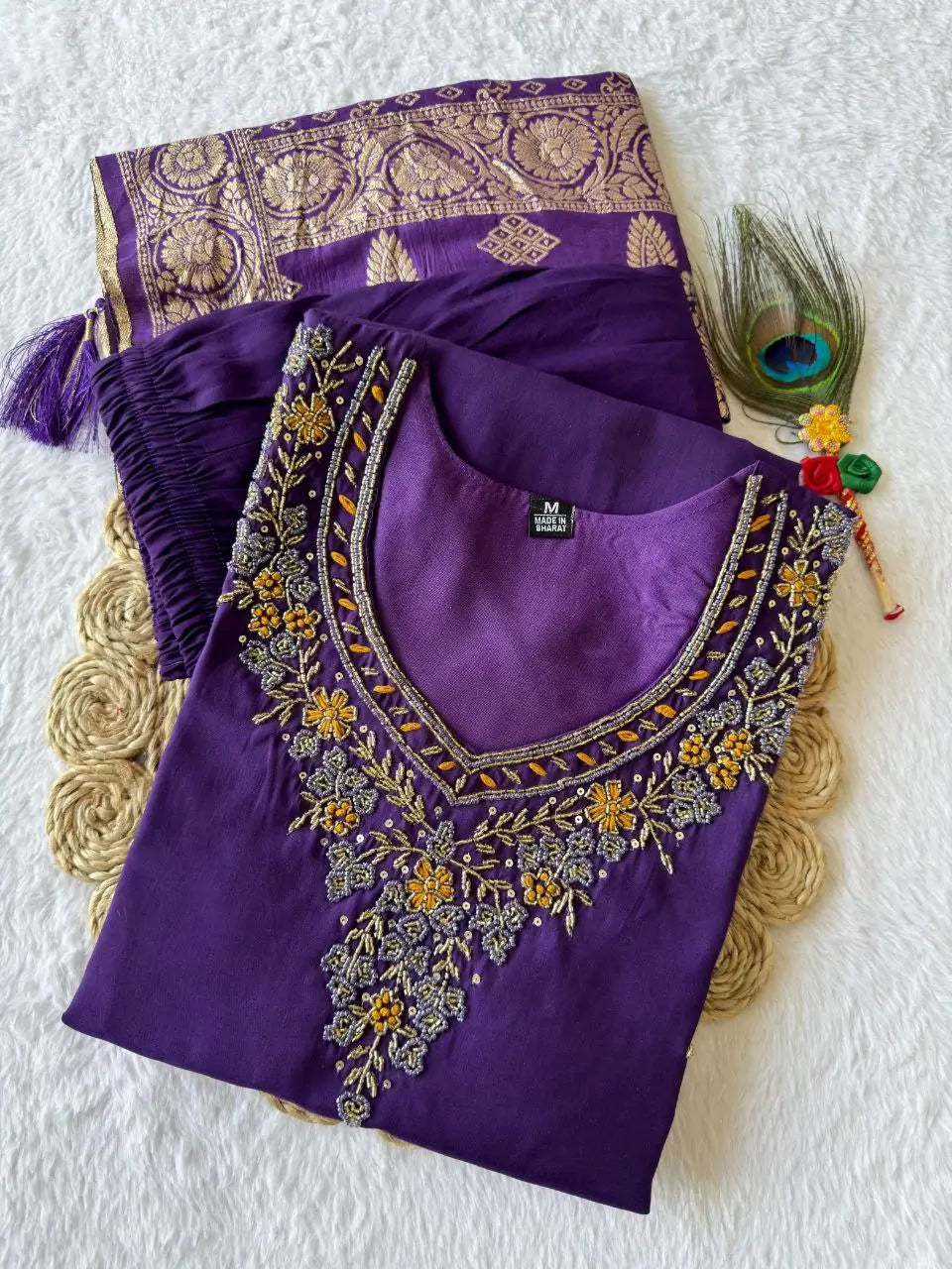 Premium Roman Silk Kurta Set with Jacquard Dupatta