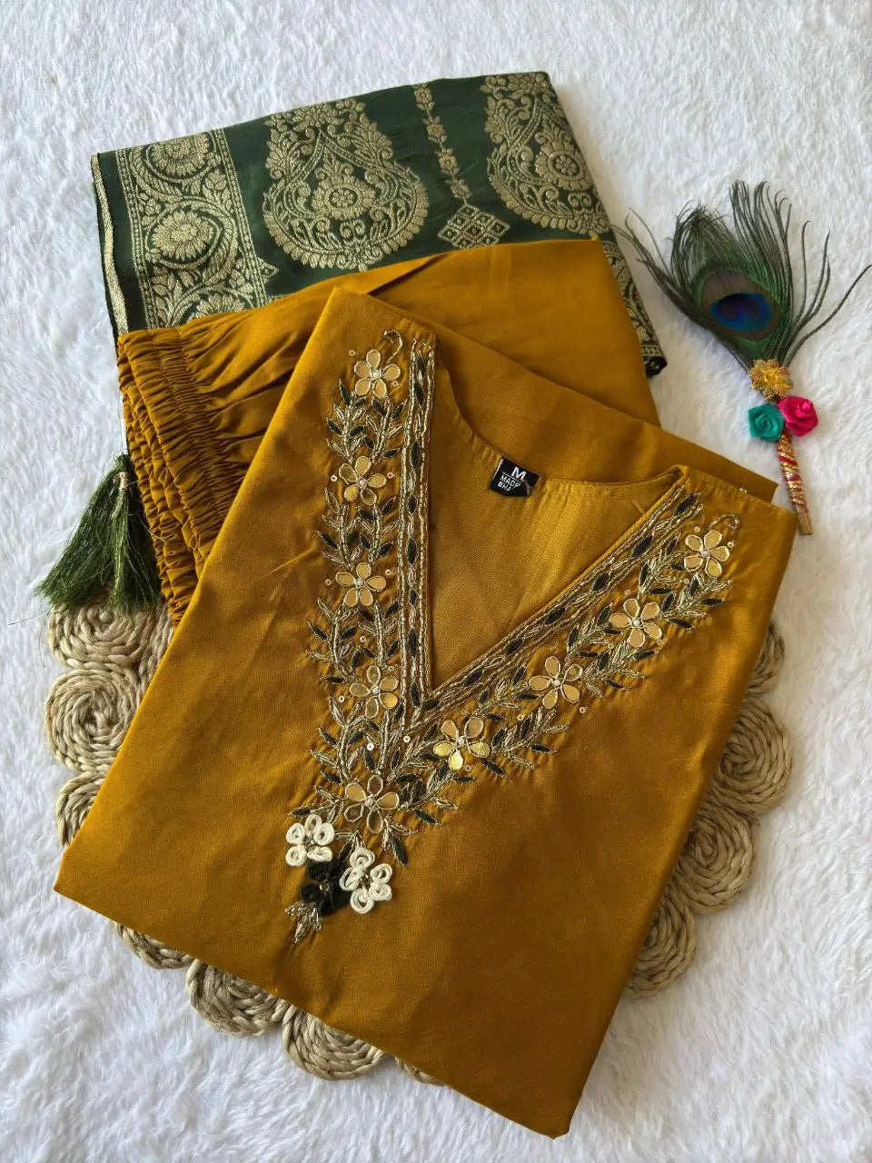 Premium Roman Silk Kurta Set with Jacquard Dupatta