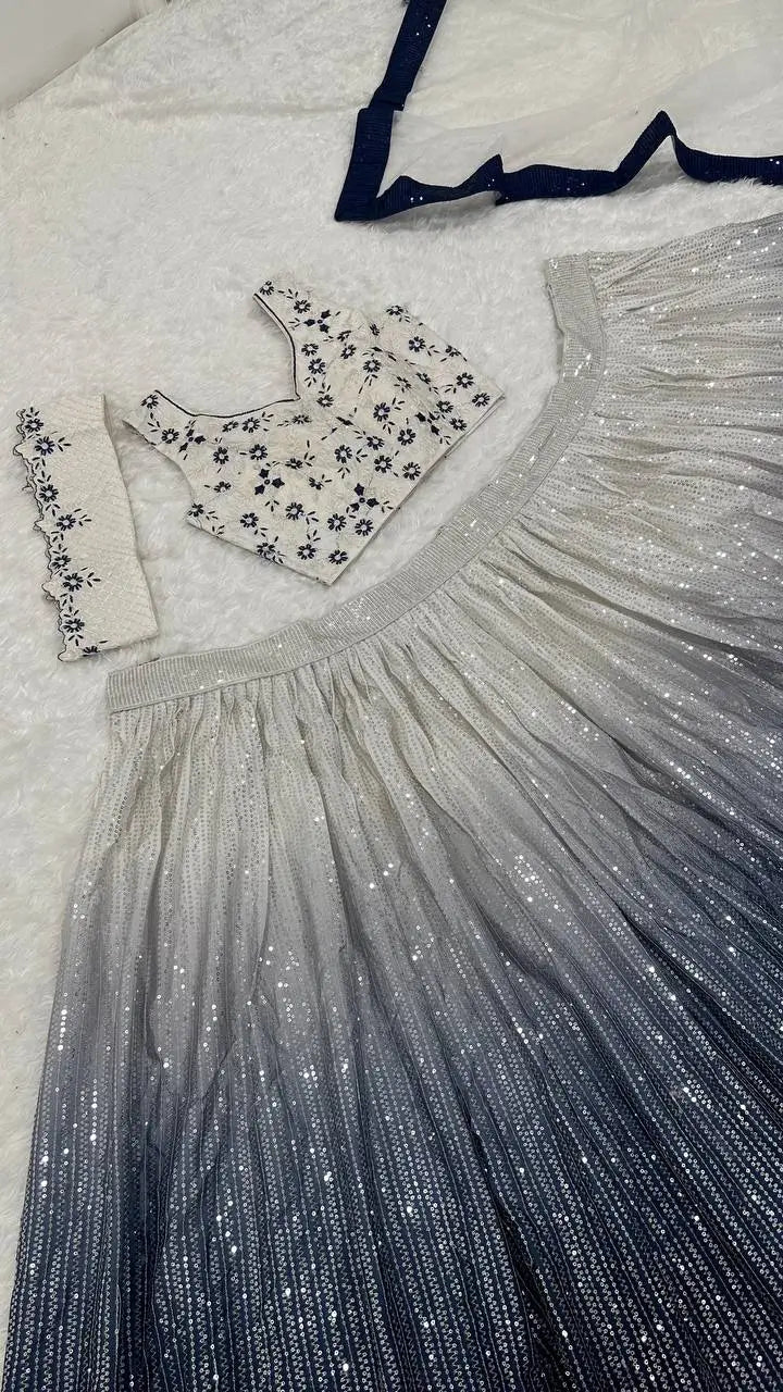 Premium Shaded Georgette Silk Sequins Lehenga Set