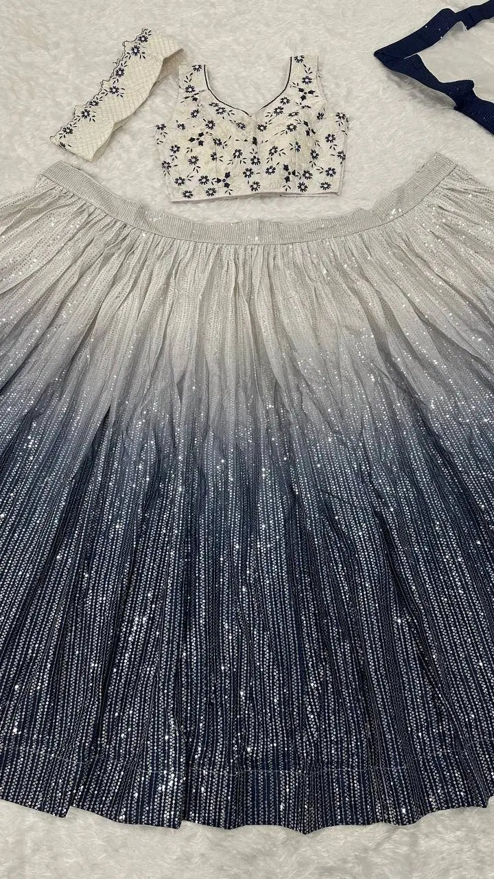 Premium Shaded Georgette Silk Sequins Lehenga Set