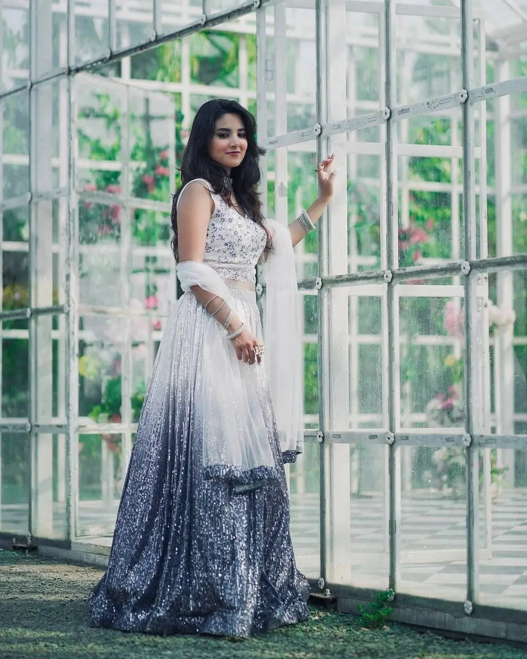 Premium Shaded Georgette Silk Sequins Lehenga Set