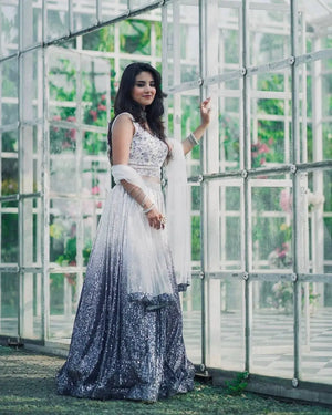 Premium Shaded Georgette Silk Sequins Lehenga Set