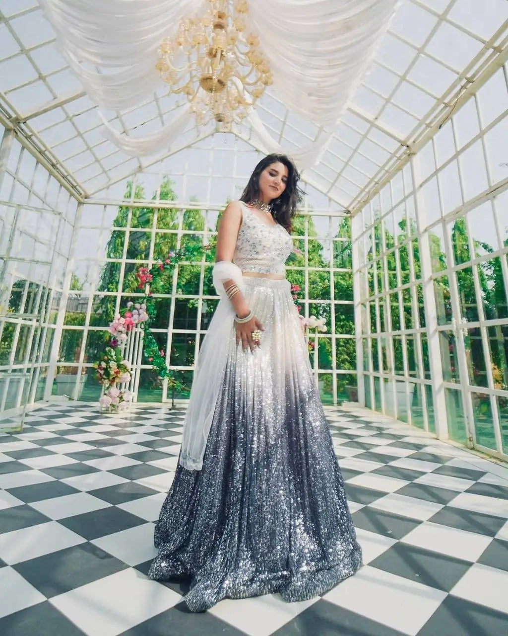 Premium Shaded Georgette Silk Sequins Lehenga Set