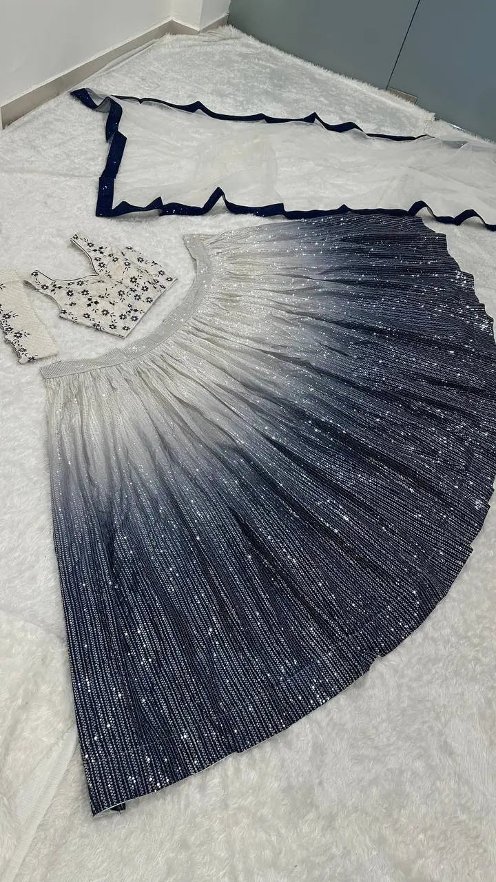 Premium Shaded Georgette Silk Sequins Lehenga Set