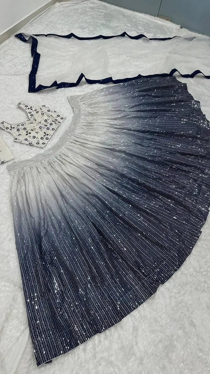 Premium Shaded Georgette Silk Sequins Lehenga Set