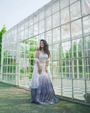 Premium Shaded Georgette Silk Sequins Lehenga Set