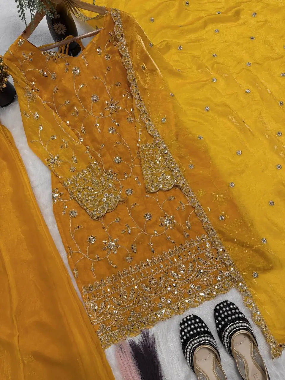 Premium Silk Embroidered Plazo Suit Set for Festive and Wedding Wear