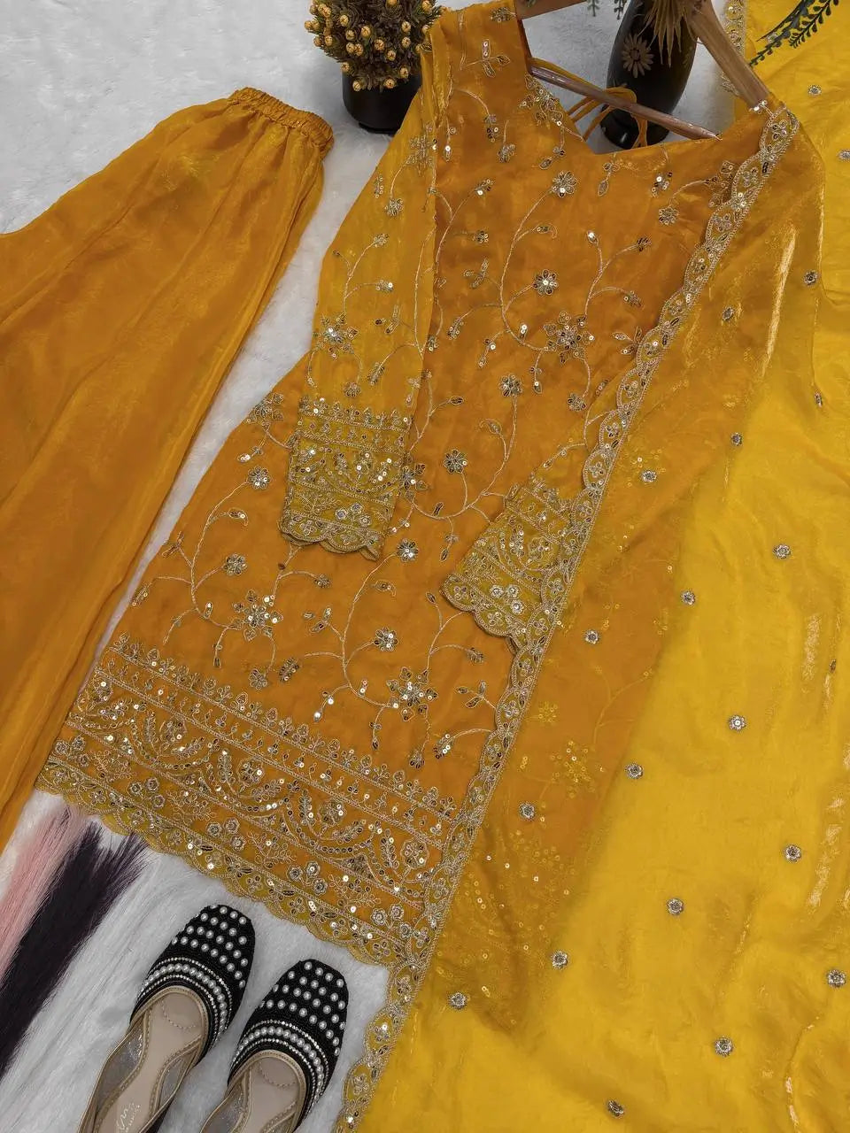 Premium Silk Embroidered Plazo Suit Set for Festive and Wedding Wear