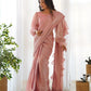Premium Soft Organza Silk Pre-Draped Ruffle Saree with Blouse